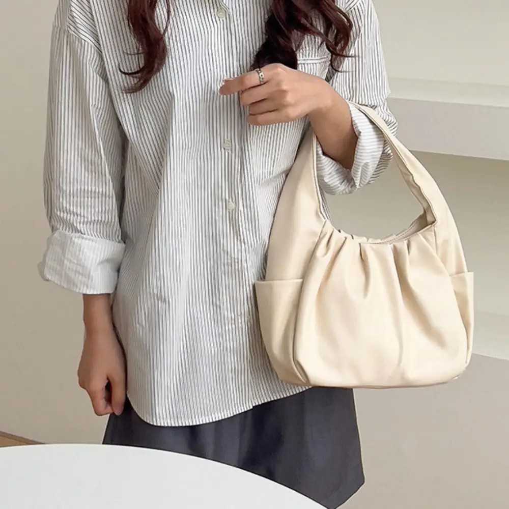 Borsa a tracolla pieghettata stile coreano Borsa sotto le ascelle Borsa a tracolla Croissant Cloud Borsa sotto le ascelle in pelle PU a spalla singola con mezzaluna