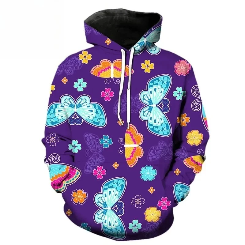 2025 New Fashion Girls' Women's 3D American Flag Printed Sportswear Clothing Men's Butterfly Pattern Hoodie