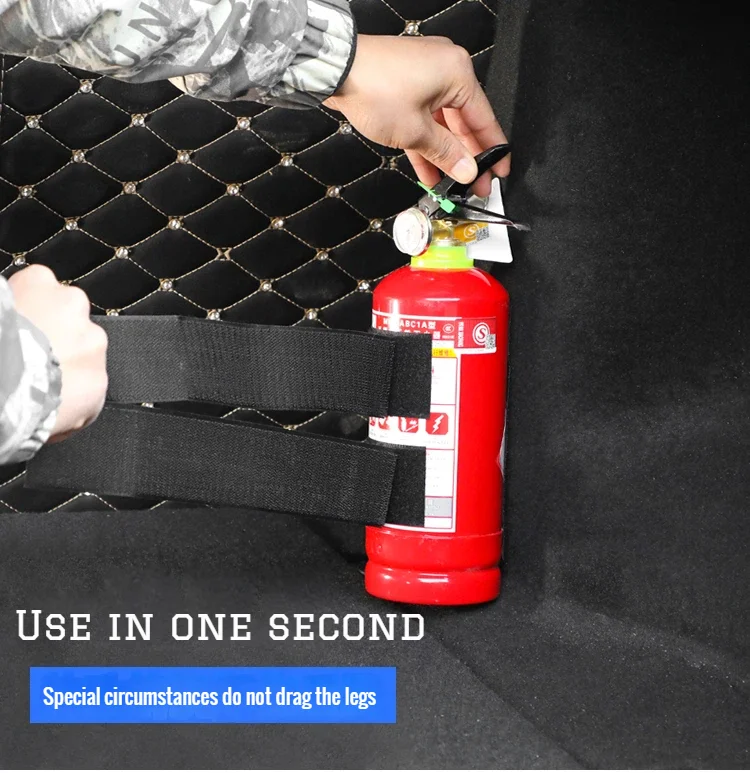 Car Fire Extinguisher Fixed With Trunk Storage Straps Car Tail Tank Oil Bucket Warning Sign Bracket Velcro