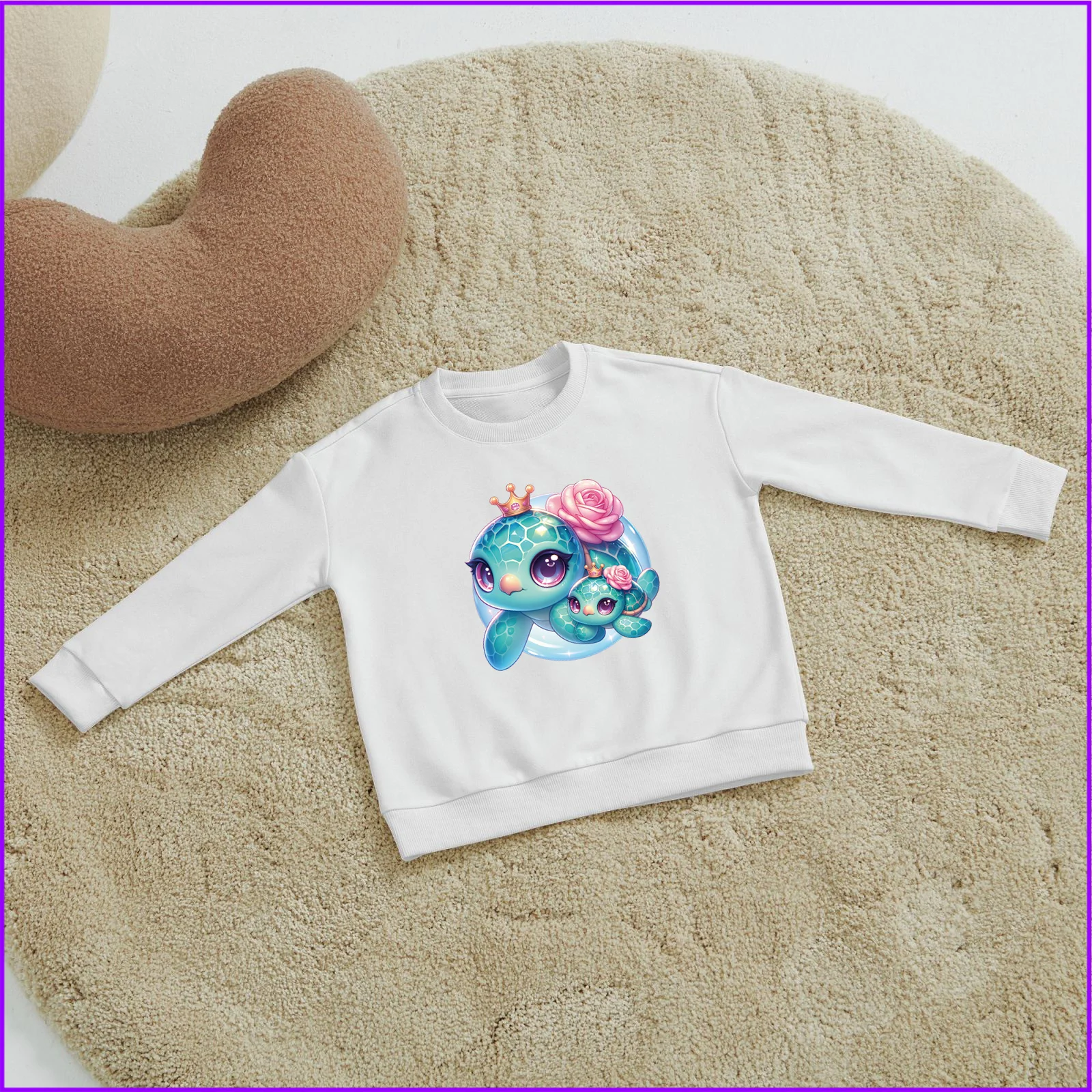 Queen Gem Sea Turtle Mom And Baby Mother'S Day Gift Sja1099 Kids Boys Girls Hoodies Sweatshirts Tops Teen Clothes Rainbow Friend