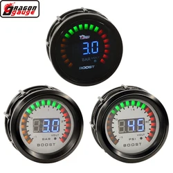52mm Dual Digital Display Auto Car Turbine Engine Boost BAR Gauge PSI Turbio Pressure With Voltage Detection Meter