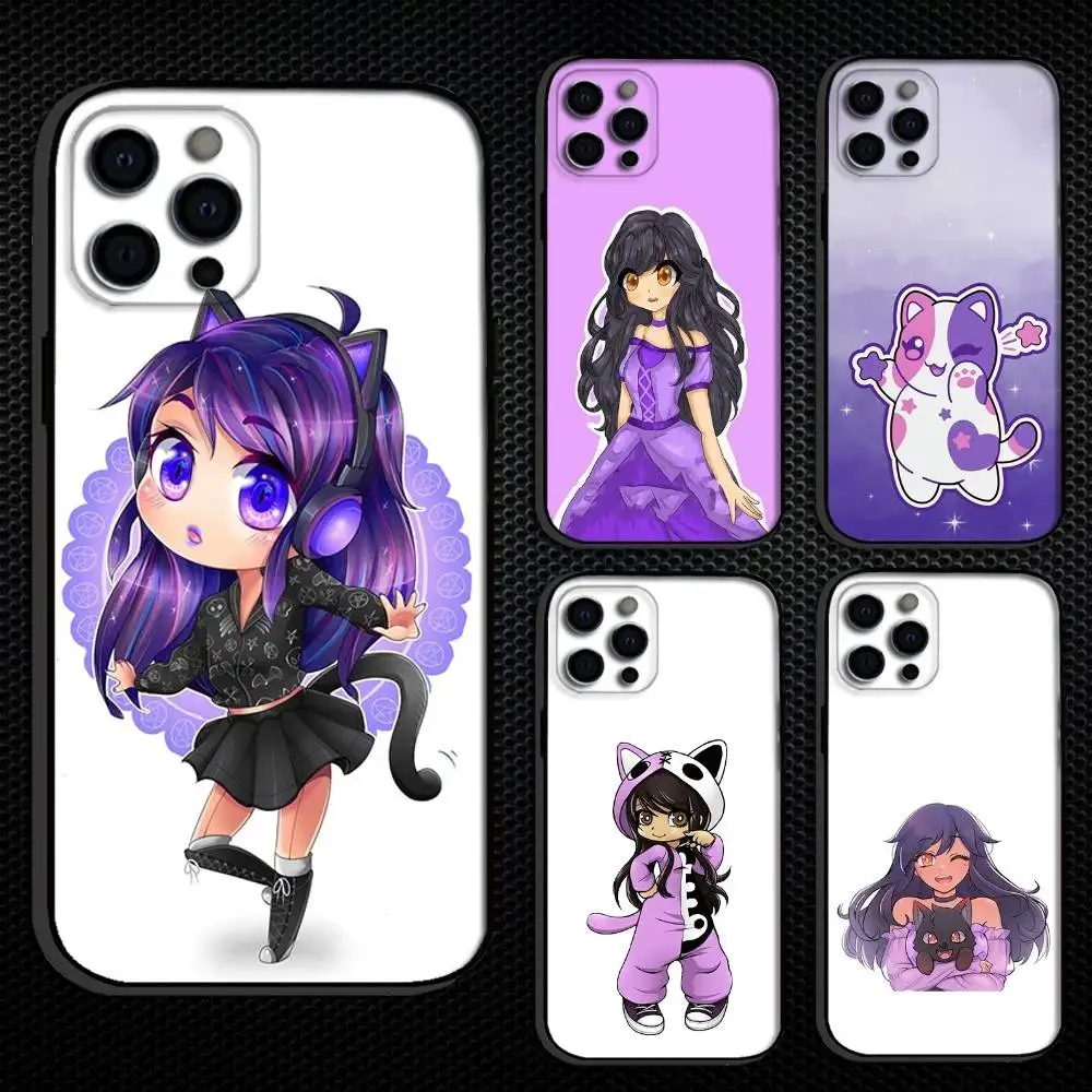 

Aphmau Meow Anime Cats Phone Case For iPhone 16,15,14,13,12,11 Plus,Pro Max, Others Soft Black Cover