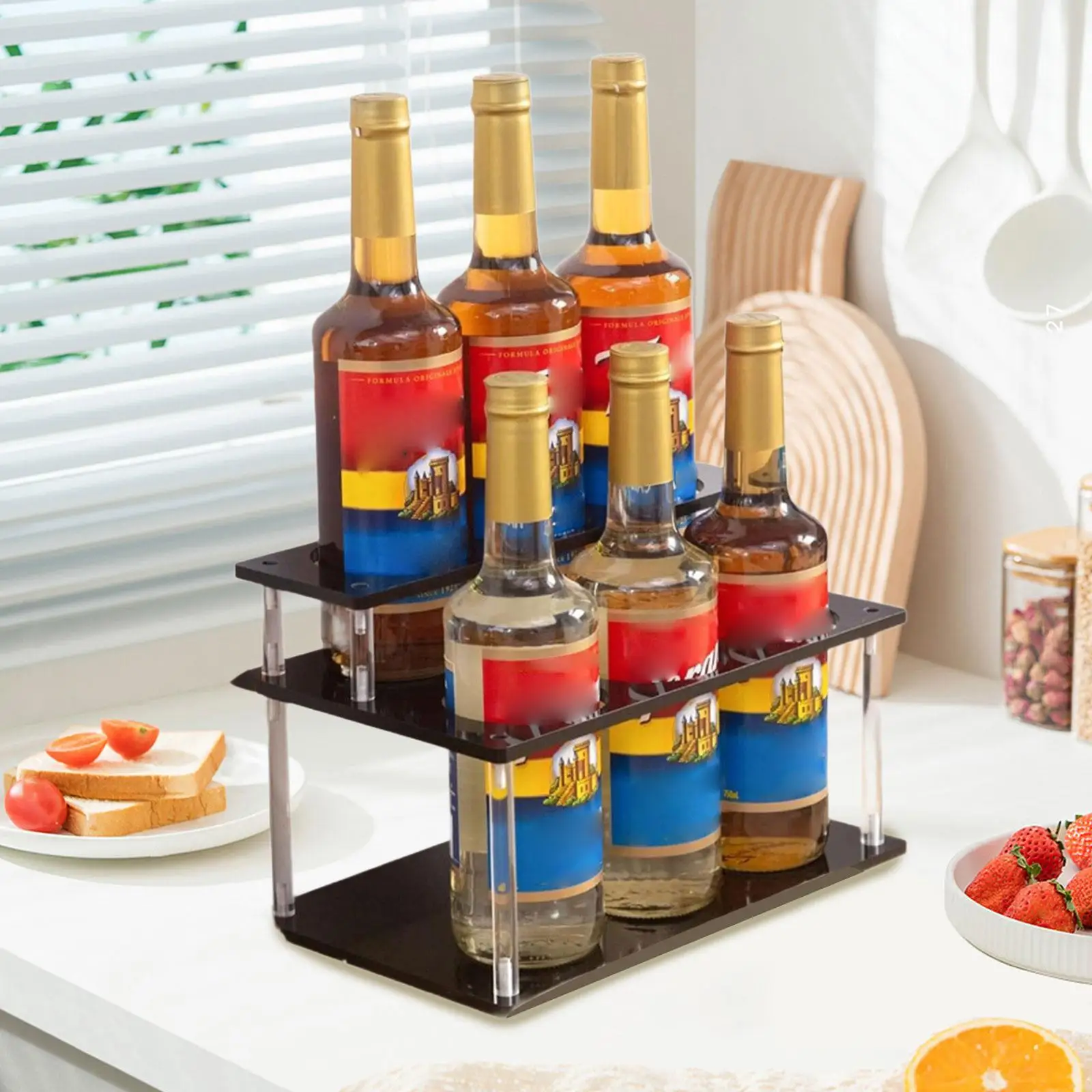 

Coffee Syrup Bottlerack Sleek and Modern Multifunctional Coffee Station Kitchen Countertop Condiment Storage Rack Spice Shelf
