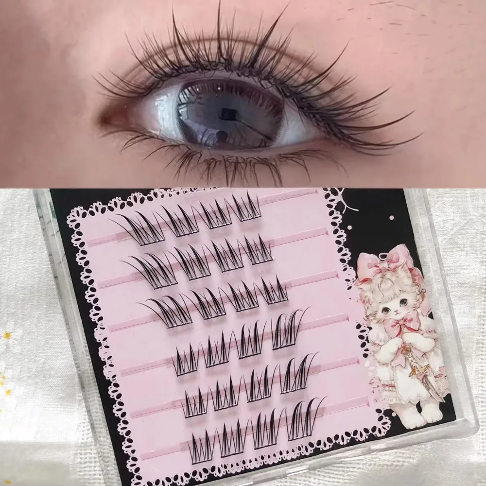 6/10/20 Rows Fox-Winged False Eyelashes Natural Thick 9-13mm Lengths Glue-free Eyelashes Voluminous Fiber Korean Style Lashes