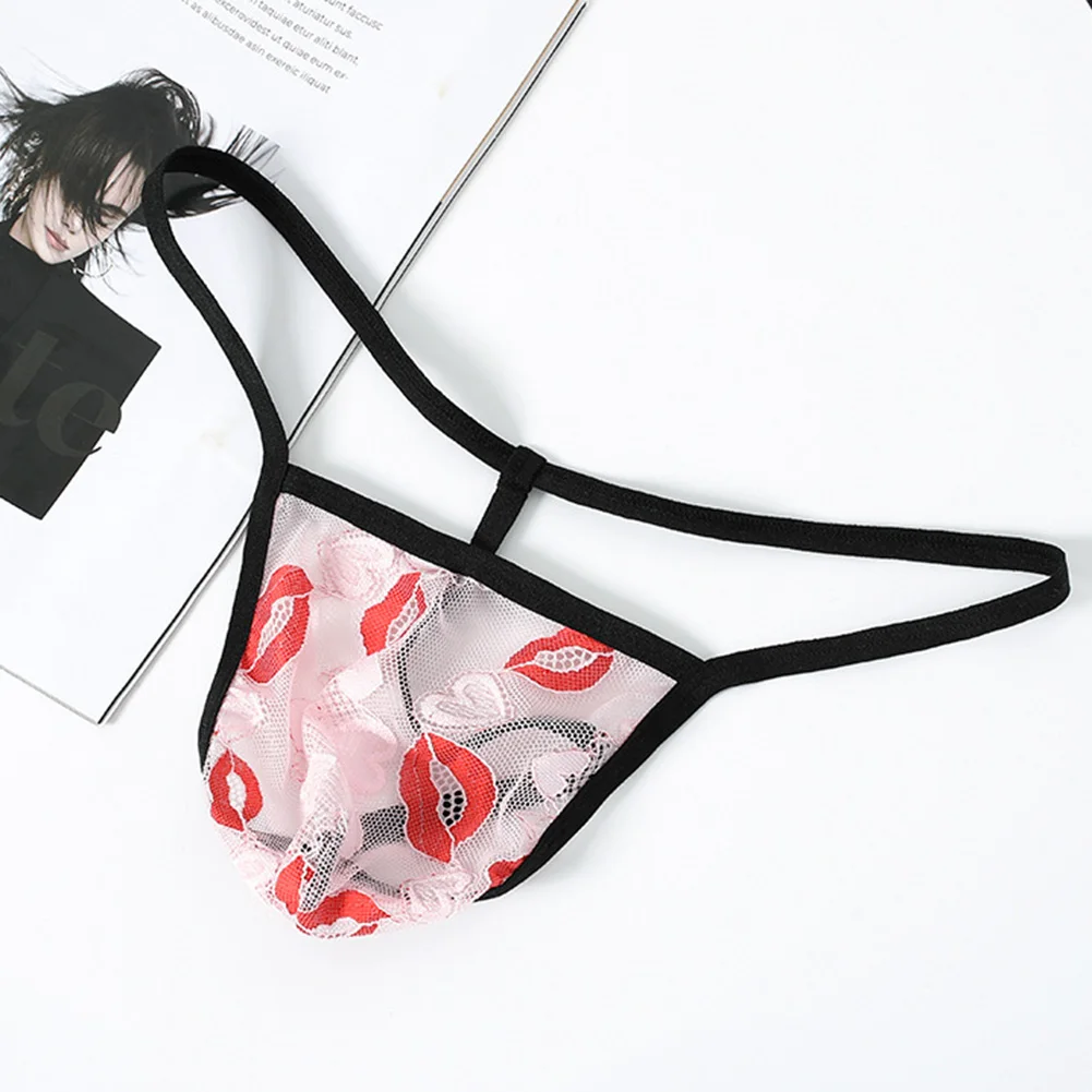 الرجال شبكة مثير مطبوعة G-سلاسل UnderpantFemboy سيور شير T-الظهر انظر من خلال الملابس الداخلية منظور تنفس الملابس الداخلية المثيرة