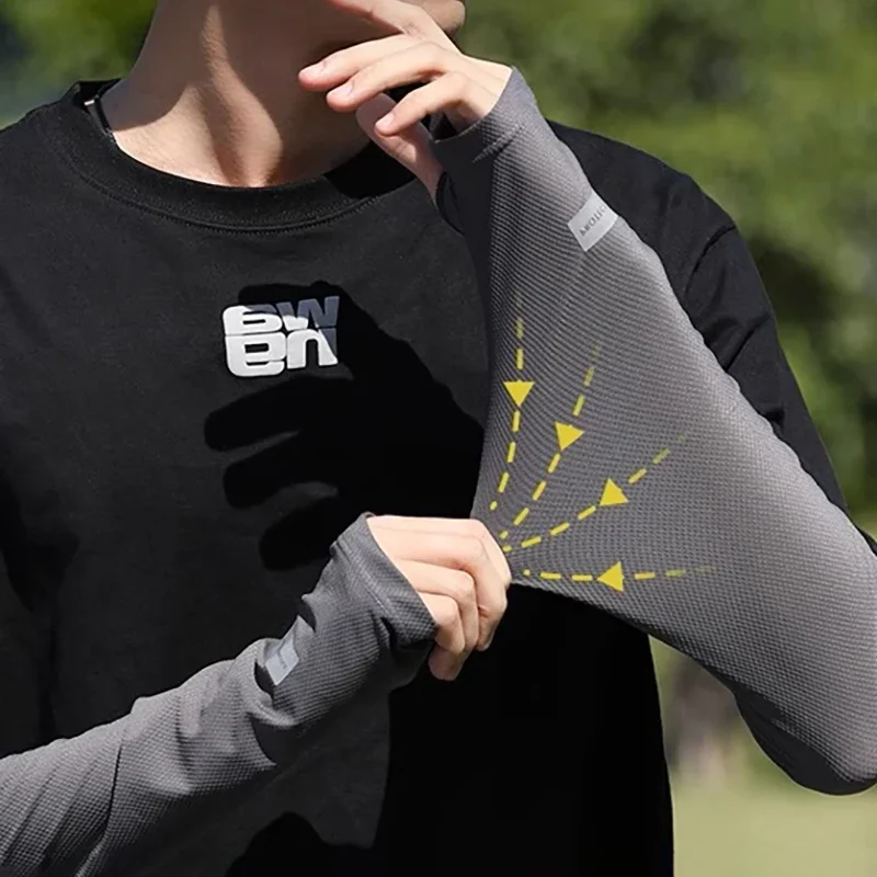 Летние модные дышащие ледяные рукава со светоотражающим украшением для мужчин и женщин, эластичная защита рук на открытом воздухе