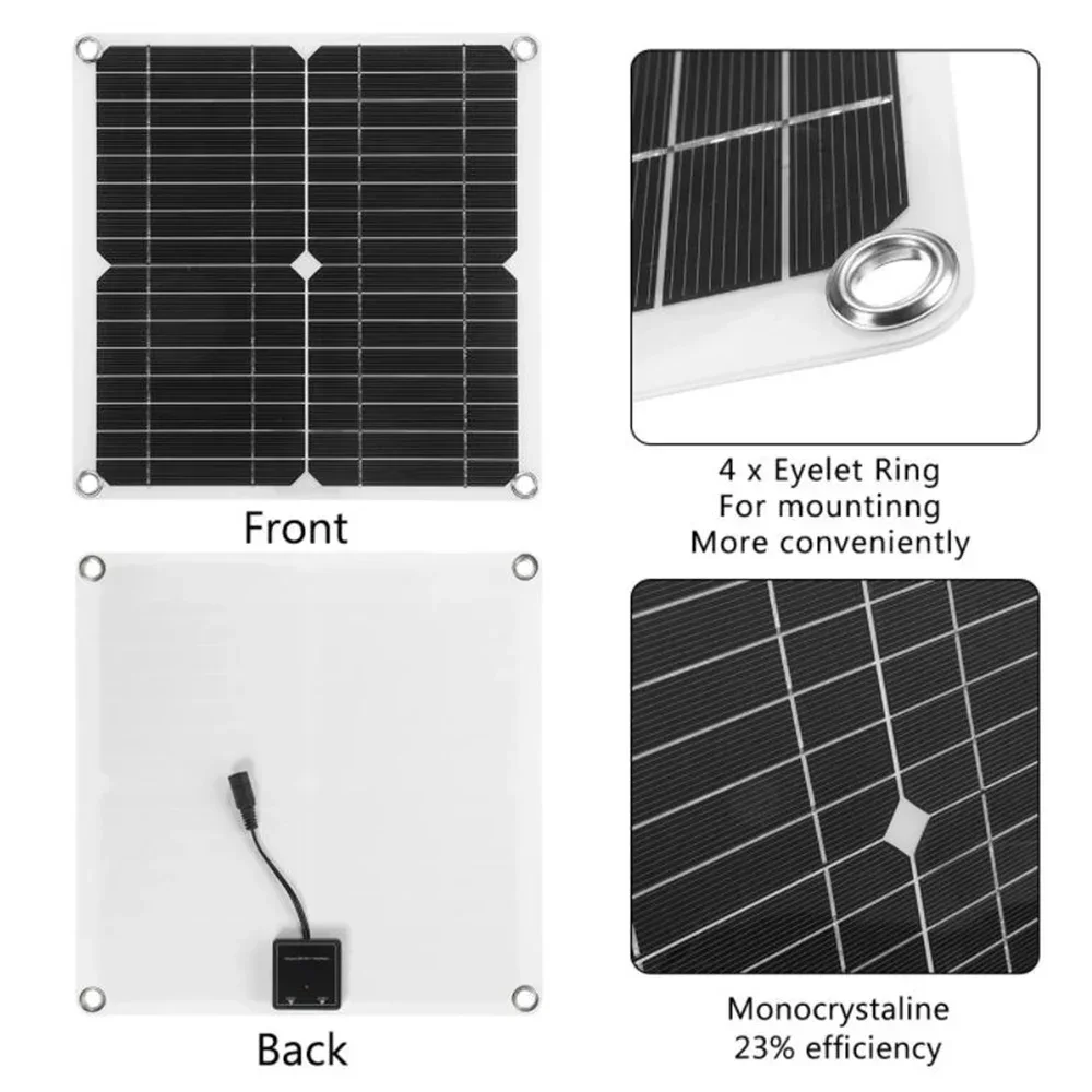 200W Monocrystalline Silicone Solar Panel Kit USB Flexible Solar Cells Charging Stystem with Controller for Battery Charger