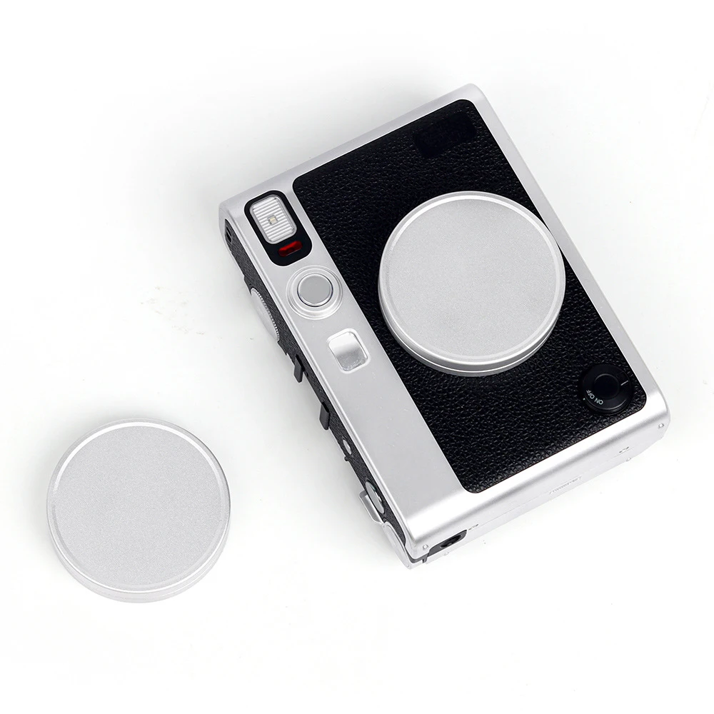 For Instax Mini Evo Metal Front Lens Cap Lens Cover Silver Dustproof Scratch-Resistant Aluminium Alloy Camera Lens Shell