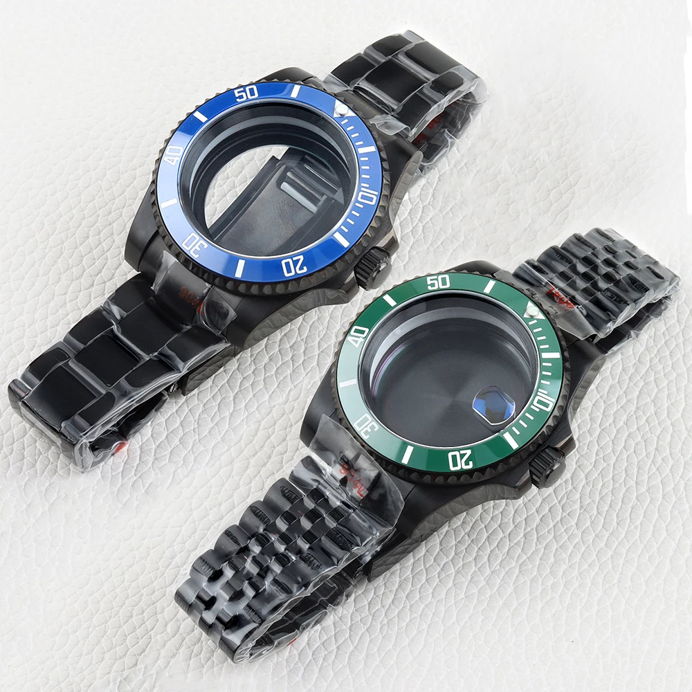 

Black NH35 40mm Watch Case Stainless Steel Jubilee/Oyster Strap Sapphire Glass for SUB NH34 NH35 NH36 NH38 Movement 28.5mm Dial