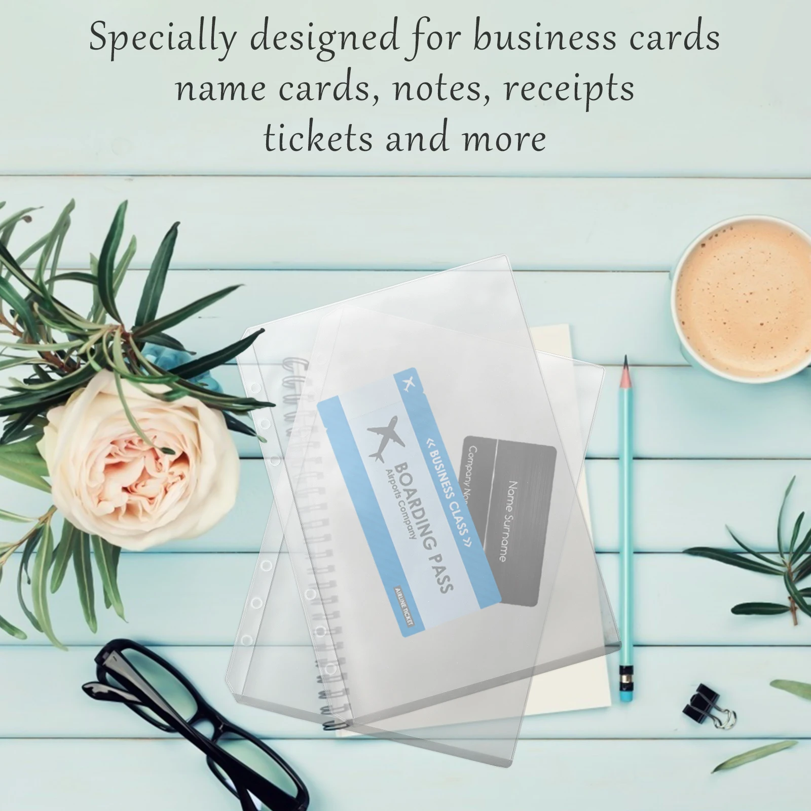 

6pcs A5 Insert PVC Travel Storage Loose-leaf Calling-card Bill Calling-Card Pockets Name Tickets Pockets Folder