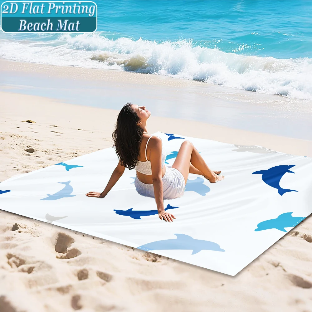 1-Piece Set, Summer Outdoor Beach Mat, Includes 4 Ground Stakes, Unique Printed Design, Fade-Resistant, Lightweight, Quick-Drying, Easy to Carry, Windproof and Sandproof, Fashionable and Trendy Outdoor Activity Decoration, Suitable for Beach, Camping, Picnics, Parties