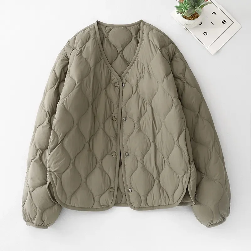 여성 겨울 재킷 여성용 재킷 가을 겨울 패딩 재킷 여성용 숏 조커 브이넥 스택드 라이트 코튼 패딩 코트