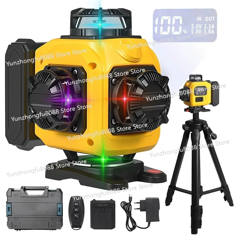 

16 Lines 4D Laser Level Remote Control Green Red Purple Blue 4 Colors Beam 360° Horizontal ＆ Vertical Powerful Lines Laser Leve
