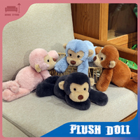 40cm Kawaii Plush Doll Realistic Monkey Stuffed Animals Toy Cartoon Macaque Doll Desktop Ornament Birthday Gifts Home Decoration