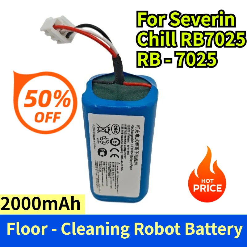 

2000mAh Floor - Cleaning Robot Battery for Severin Chill RB7025 RB - 7025