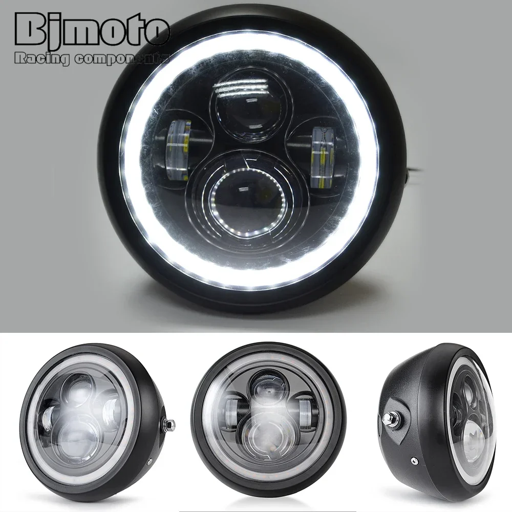 

7.5" LED Motorcycle Headlight For Chopper Bobber Cafe Racer High Beam 20W/ Low Beam 15W motorbike headlamp for Honda Suzuki