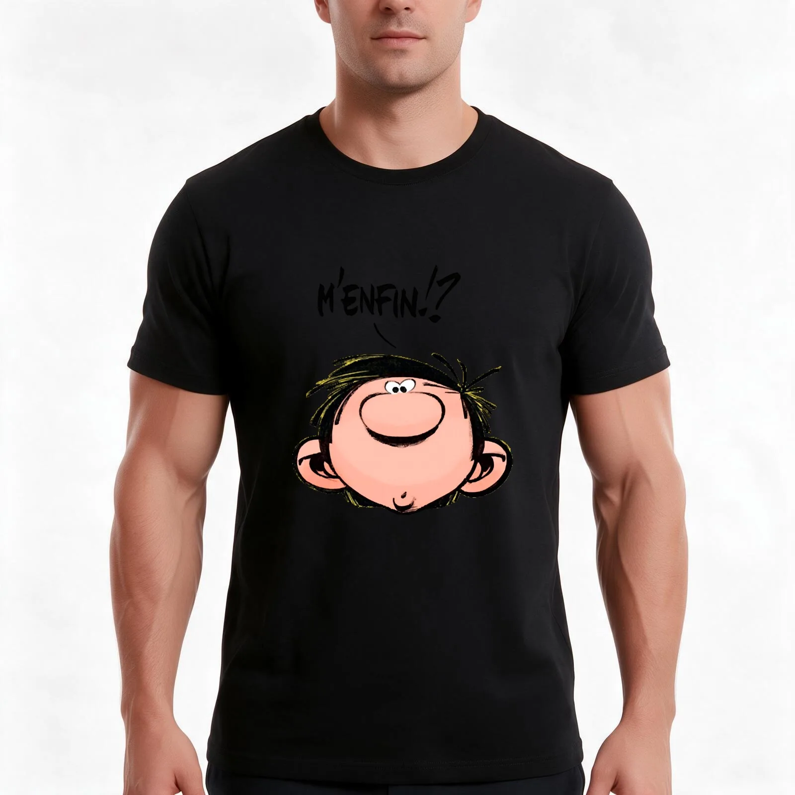 Magazine Spirou Gaston Lagaffe Movie Cartoon Color Big Ben T-Shirt, Summer Casual Cotton Tee, Oversized Streetwear Tops
