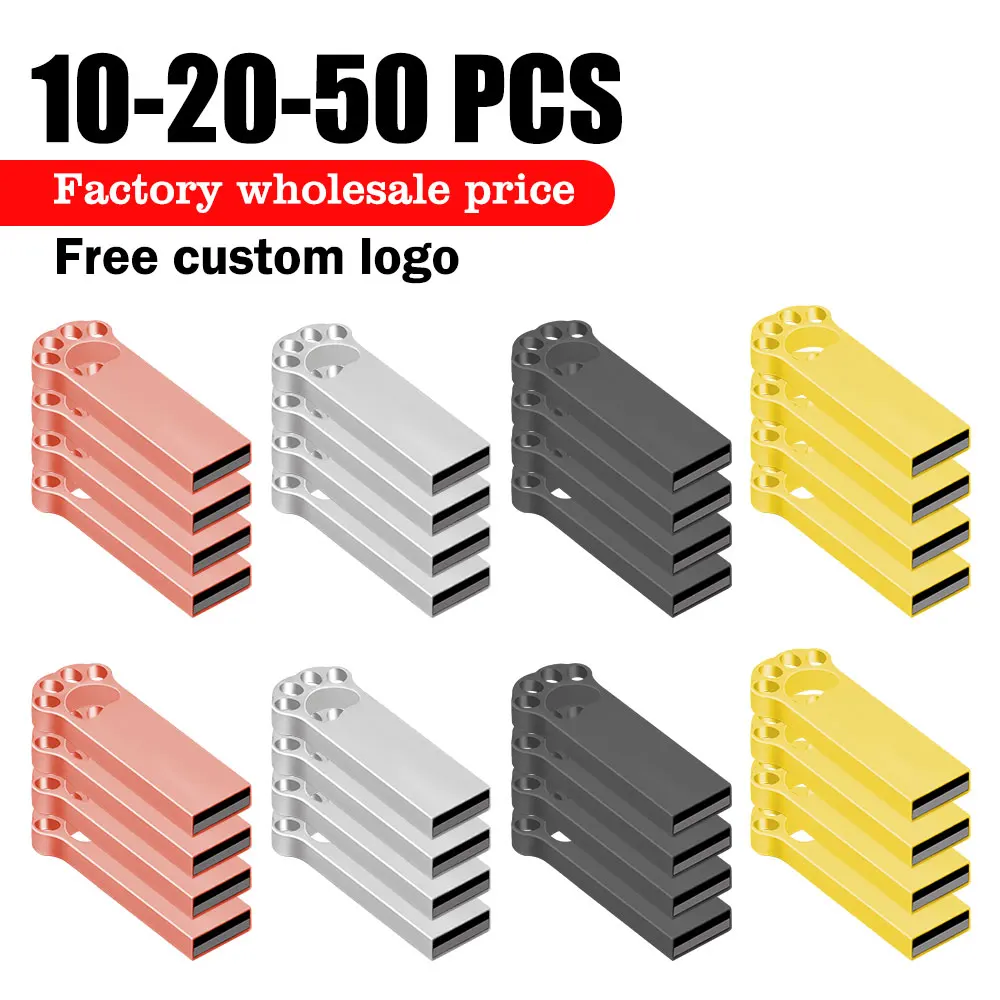 

10/20/50pcs Metal USB Flash Drive 1GB 2GB 4GB Pendrive 8GB 16GB USB Pen Drive 32GB 64GB 128GB Memory Stick 128MB 256MB Free LOGO