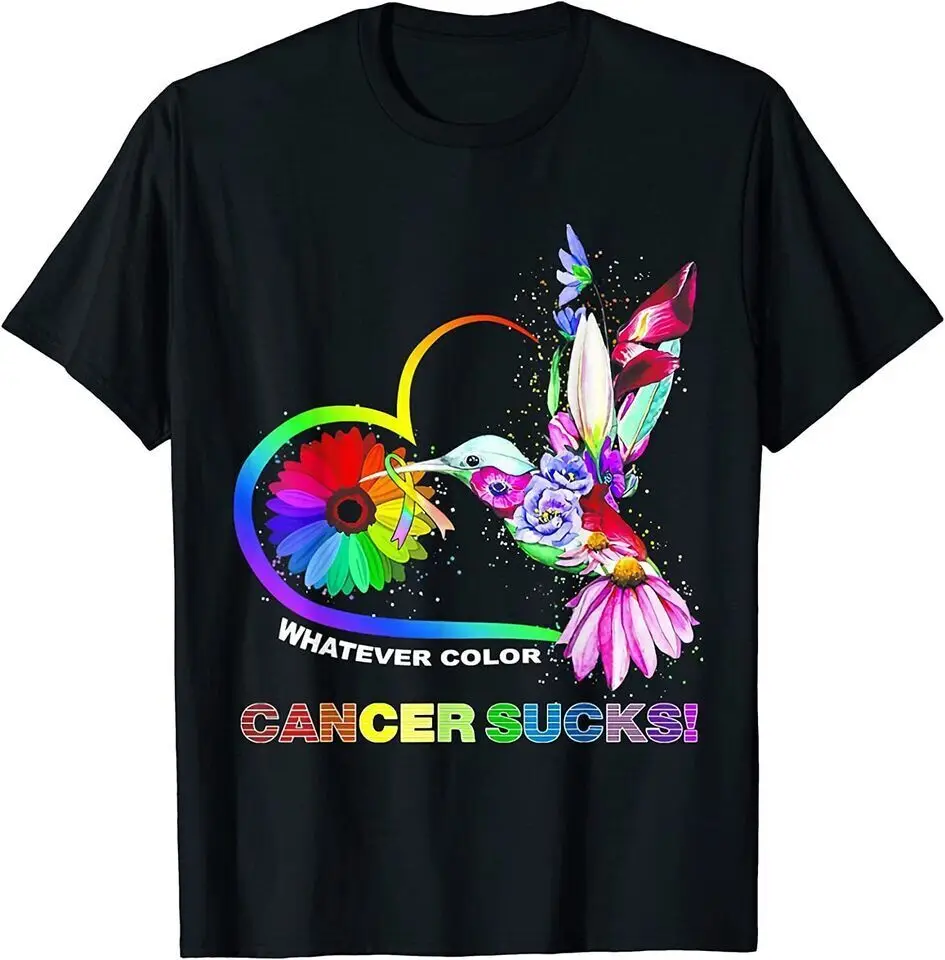 New Hummingbird Whatever Color Cancer Sucks Fight Cance Unisex Funny T-Shirt USA