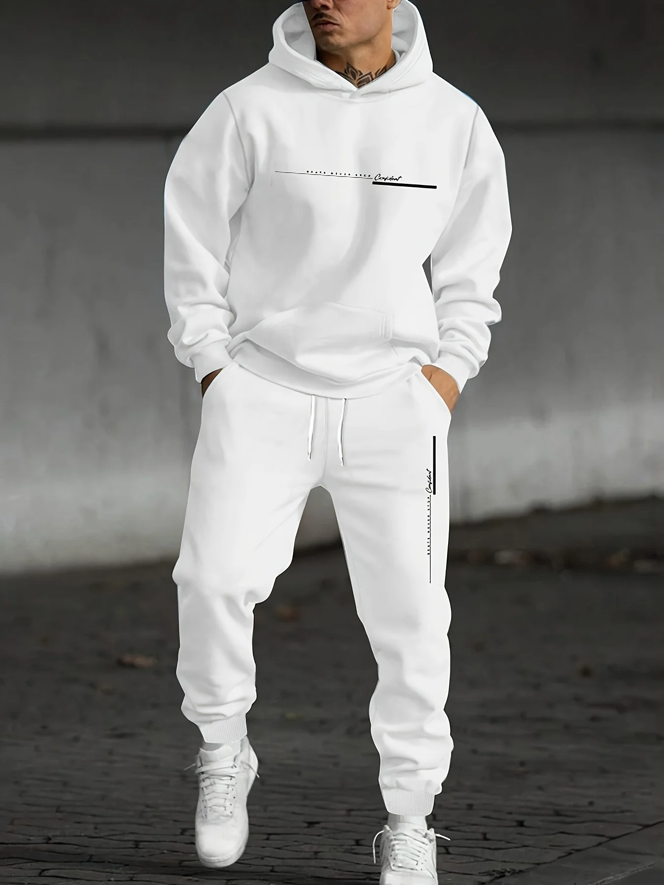 2025 Men's Fall Printed Hoodie and Jogger Set - Perfect for School Start Season