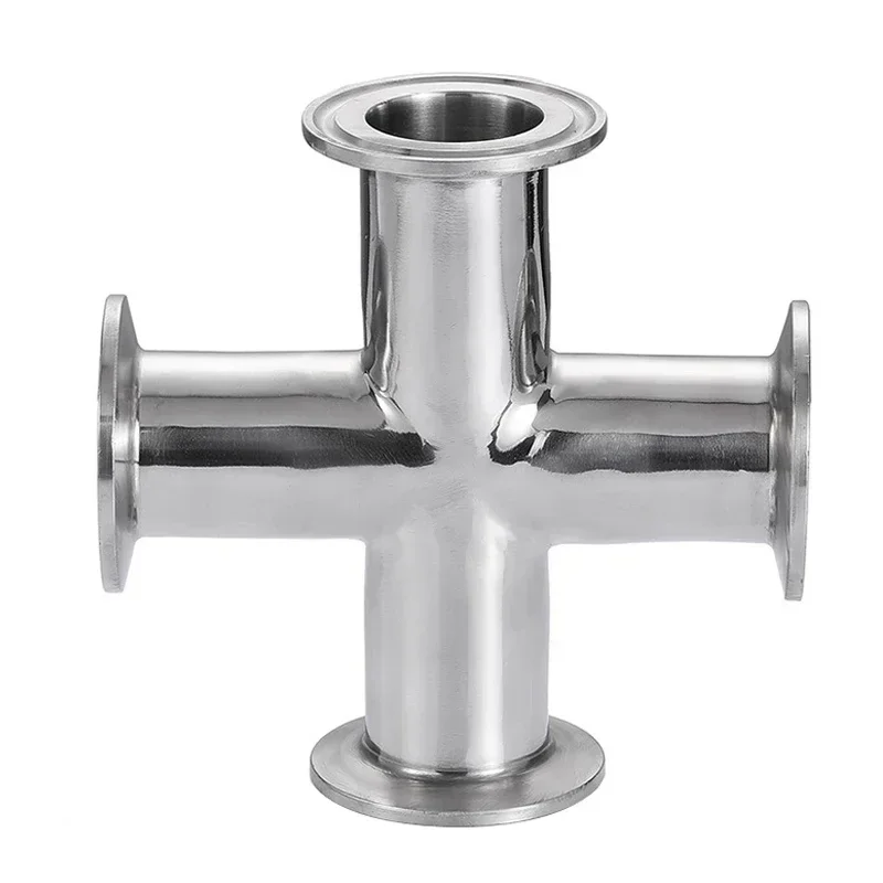 3/4'' 1'' 1.5'' 2'' Pipe OD 19-51mm Sanitary Stainless Steel 4 Way Cross Fitting Ferrule OD 50.5mm-64mm Fit 1.5'' 2'' Tri-clamp