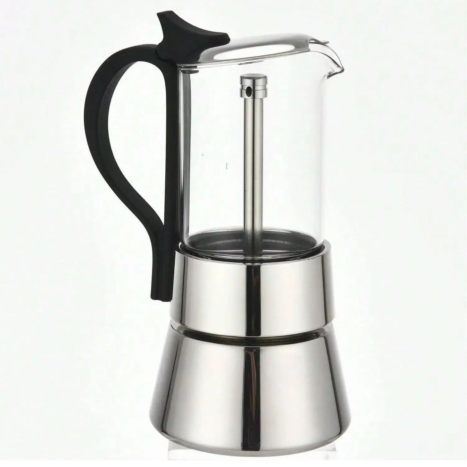 4 أكواب من وعاء موكا شفاف: جسم زجاجي عالي البورسليكات، قاعدة متينة 430. استخدام المنزل/المكتب/التخييم. يعمل على الحث والغاز