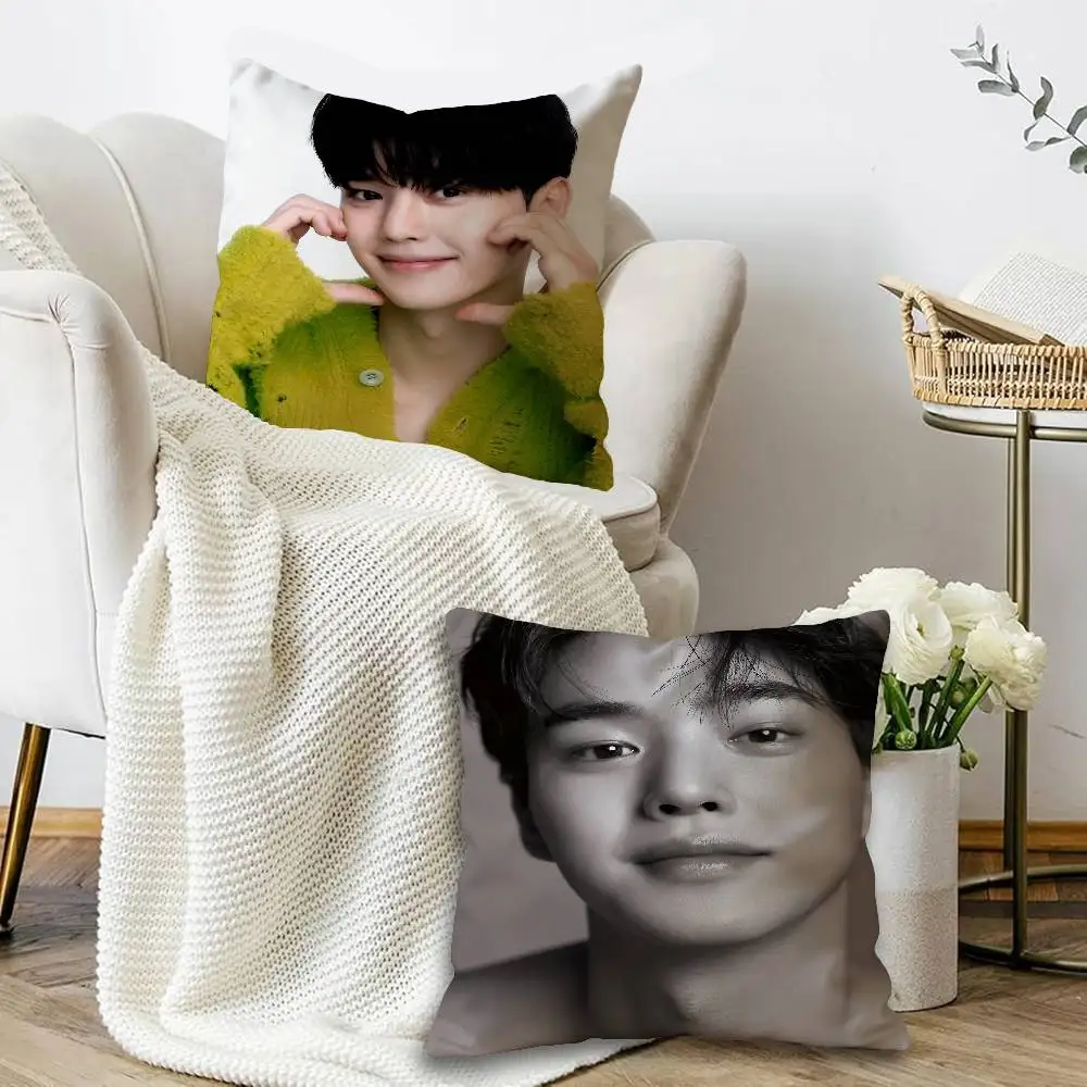 Kpop Actor Hot S-Song Kang Pillow Covers Cartoon Sofa Decorative Home Double-sided Printing Short Plush Cute Cushion Cover