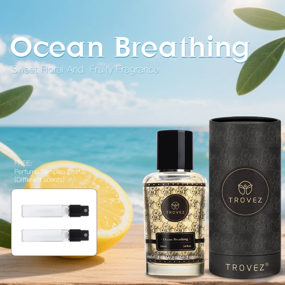 

TROVEZ Ocean Breathing Eau De Parfum 100ml Perfume Elegant Fresh Fragrance Citrus Scent Body Spray Free 2 Pieces of 2ml Samples