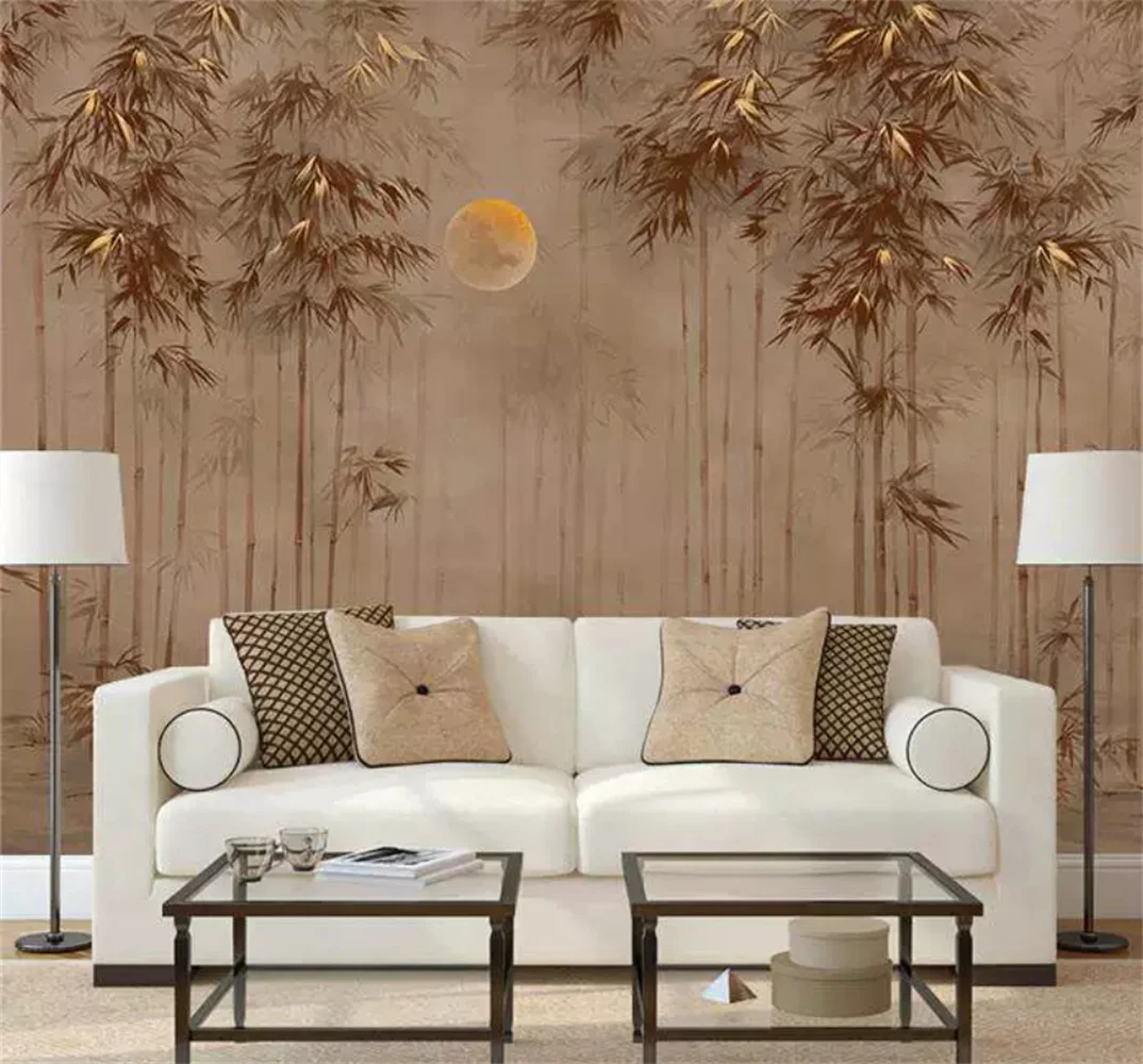 

Customized wallpaper Chinese bamboo TV sofa background wall bamboo forest homestay wallpaper bedroom study hotel mural