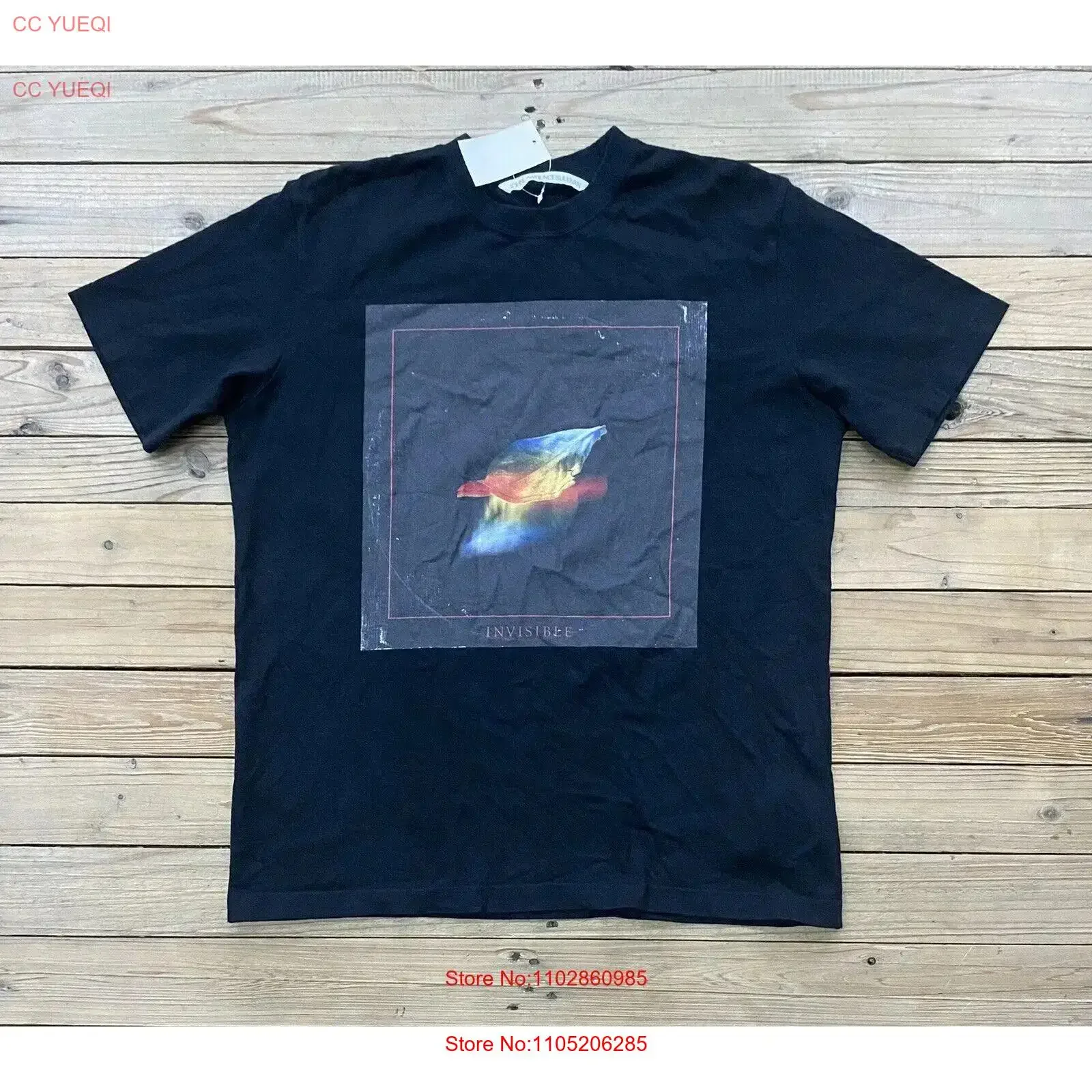 john lawrence sullivan t shirt invisible L mens black vintage Washed Top For Everyday Wear Unisex Stretched designer clothes