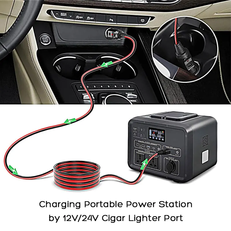 Encendedor de cigarrillos de coche XT60 de 3m/1,5 m 12AWG a Cable conector XT60 para ALLPOWERS R600 R1500 R2500 Ecoflow River Delta Anker, etc.