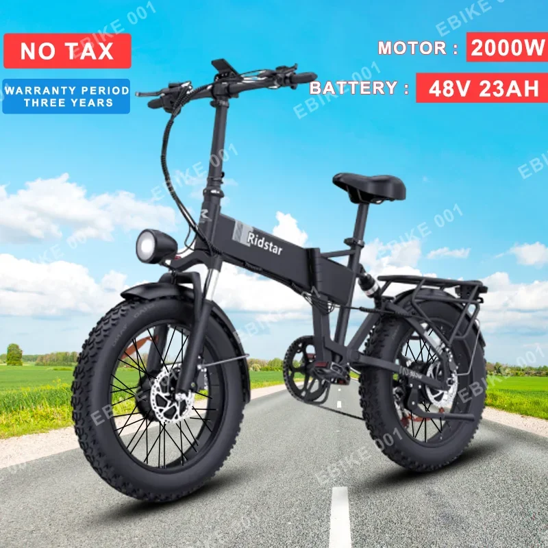 Ebike New H20 Pro 2000W Powerful Dual motor Mountain 48V23AH Snow Electric Bicycle 20*4.0 Inch Fat Tire Foldable Electric Bike