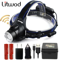 Zoom LED Headlamp CREE T6 Body Motion Sensor Headlight 6000lm USB Rechargeable  Head Flashlight Torch lamp Light Lantern Fishing