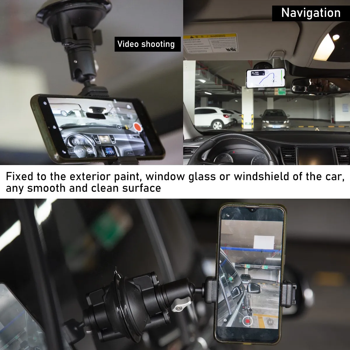 Suction Cup Phone Camera Stand, Mount On Smooth, Non-Porous Surface, 360 Rotate Metal Ball Head for iPhone 14 13 12 Gopro DJI