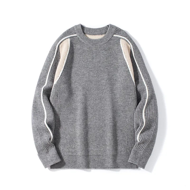 

Утепленный мужской свитер с круглым вырезом в университетском стиле, с цветовыми блоками, модный, простой, стильный, с длинными рукавами, для ношения под одеждой