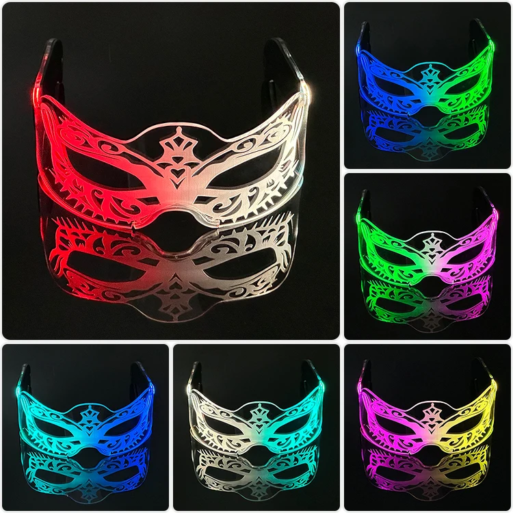 

New LED Light Up Glasses LED Visor Glasses 7 colors 12 modes Neon Luminous Glasses for Halloween Cosplay Party DJ Bar Decor