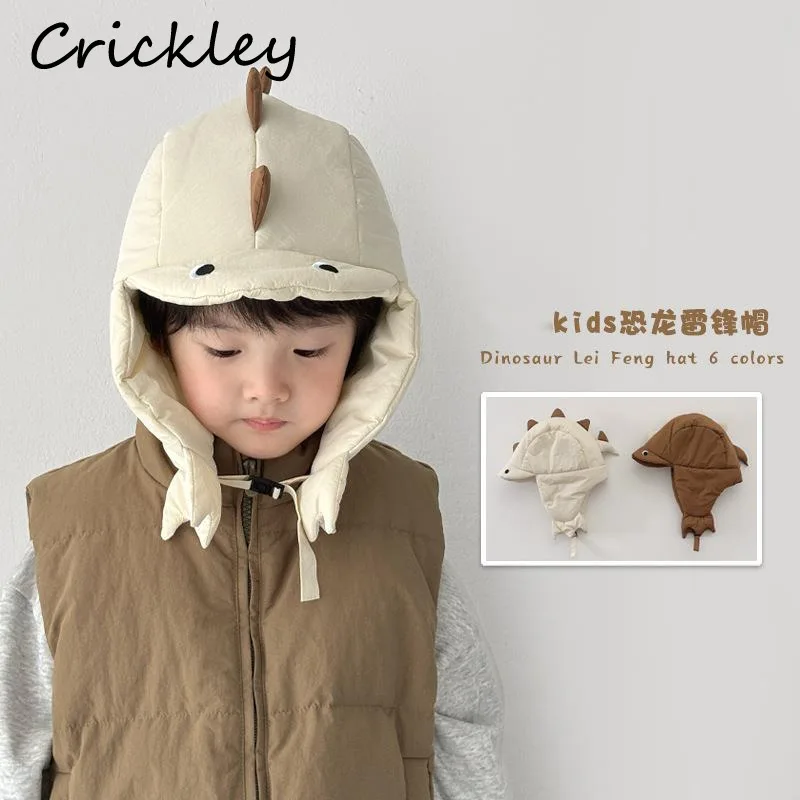 Chapeaux Ushanka de dinosaure de dessin animé pour garçons et filles, protection des oreilles coupe-vent pour enfants, casquettes chaudes et douces