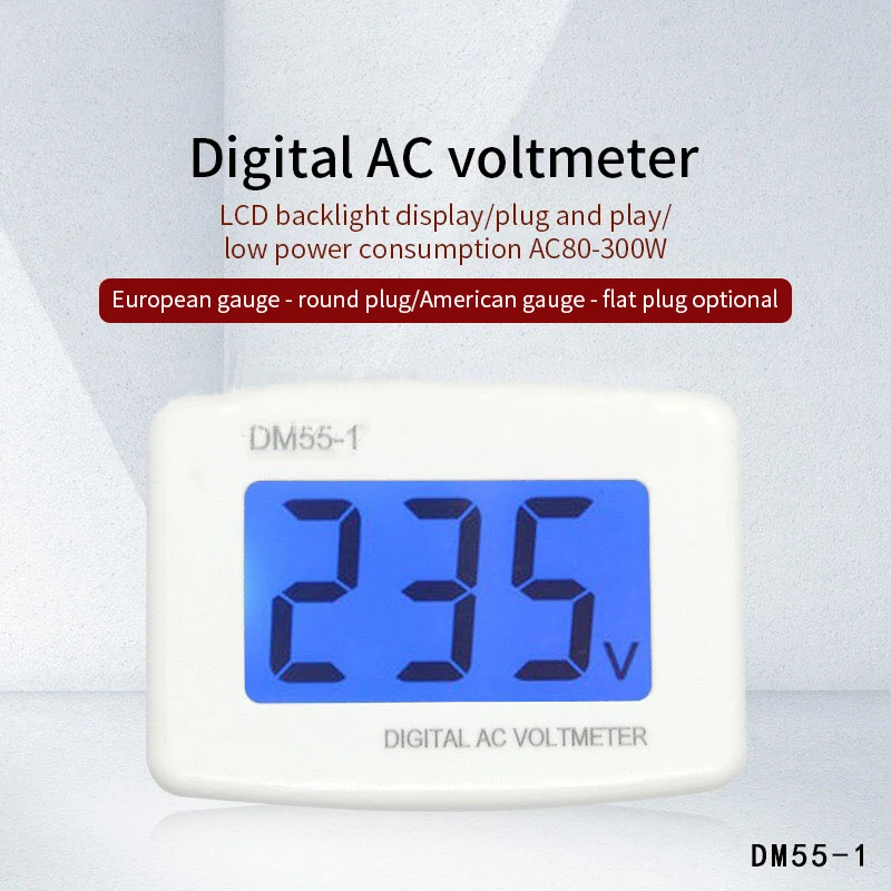 AC 110V 220V Digital Voltmeter EU US Plug Volt Meter Socket Voltage Tester LCD Display Voltage Meter Wall Flat Voltage Meter