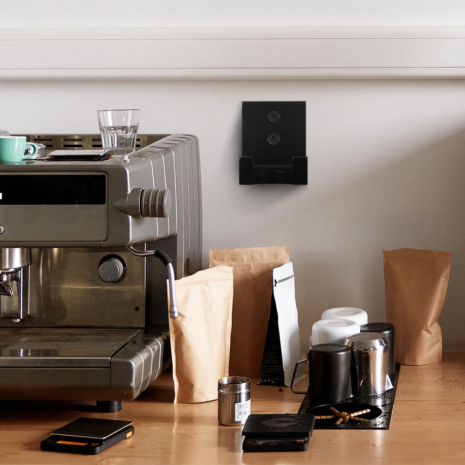 

Coffee Machine Handle Aluminum Portafilter Holder Wall Mounted Espresso Portafilter Rack Organizer Space Saving