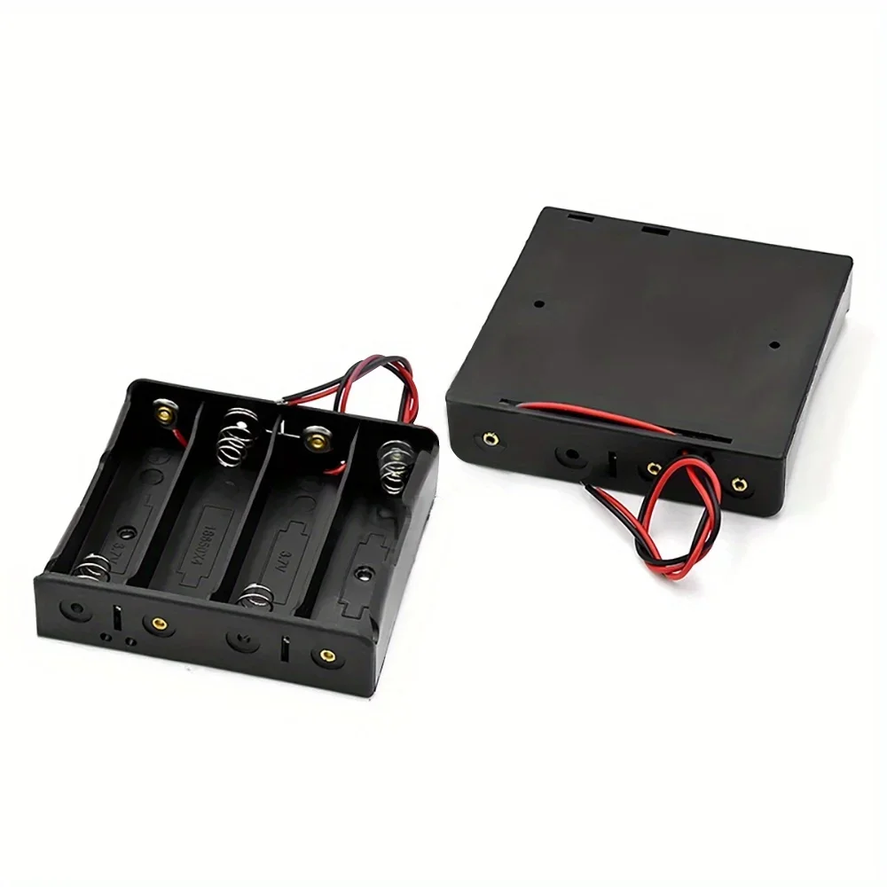 1pc 18650 Battery Box Lithium Battery 1/2/3/4 Black Plastic 18650 Series Connection Battery Holder With Cord Battery Box