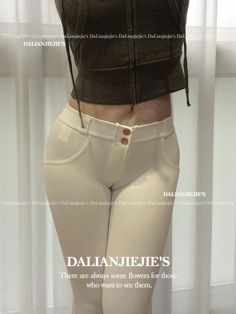 

Slim Sexy Women Pencil Pants Sweet Fashion Women Transparent Low Waist Tight Casual Pants For Women Peach Hip White 7C6T