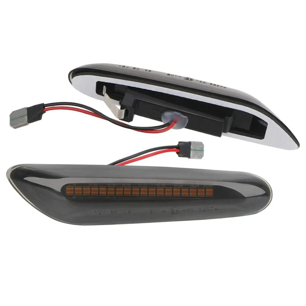 LED Front Fender Side Marker Light Turn Signal Lamp for -BMW 1 3 5 Series E90 E91 E60 E61 E82 E83 Dynamic Smoked Lens