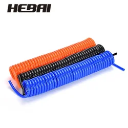 HEBAI PU 6/8/10/12mm Polyurethane Air Compressor Hose Tube With Fitting Flexible Tool Connector PU Spring Spiral Pipe