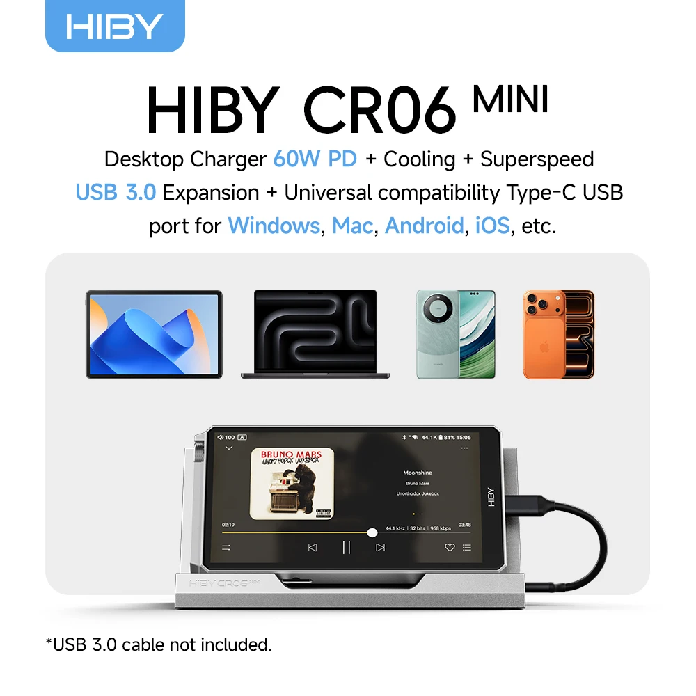 HiBy CR06 mini Desktop Fast Charger PD 60W USB 3.0 High Speed Expansion For Type C Smartphone Tablet DAP P With Win Mac Android