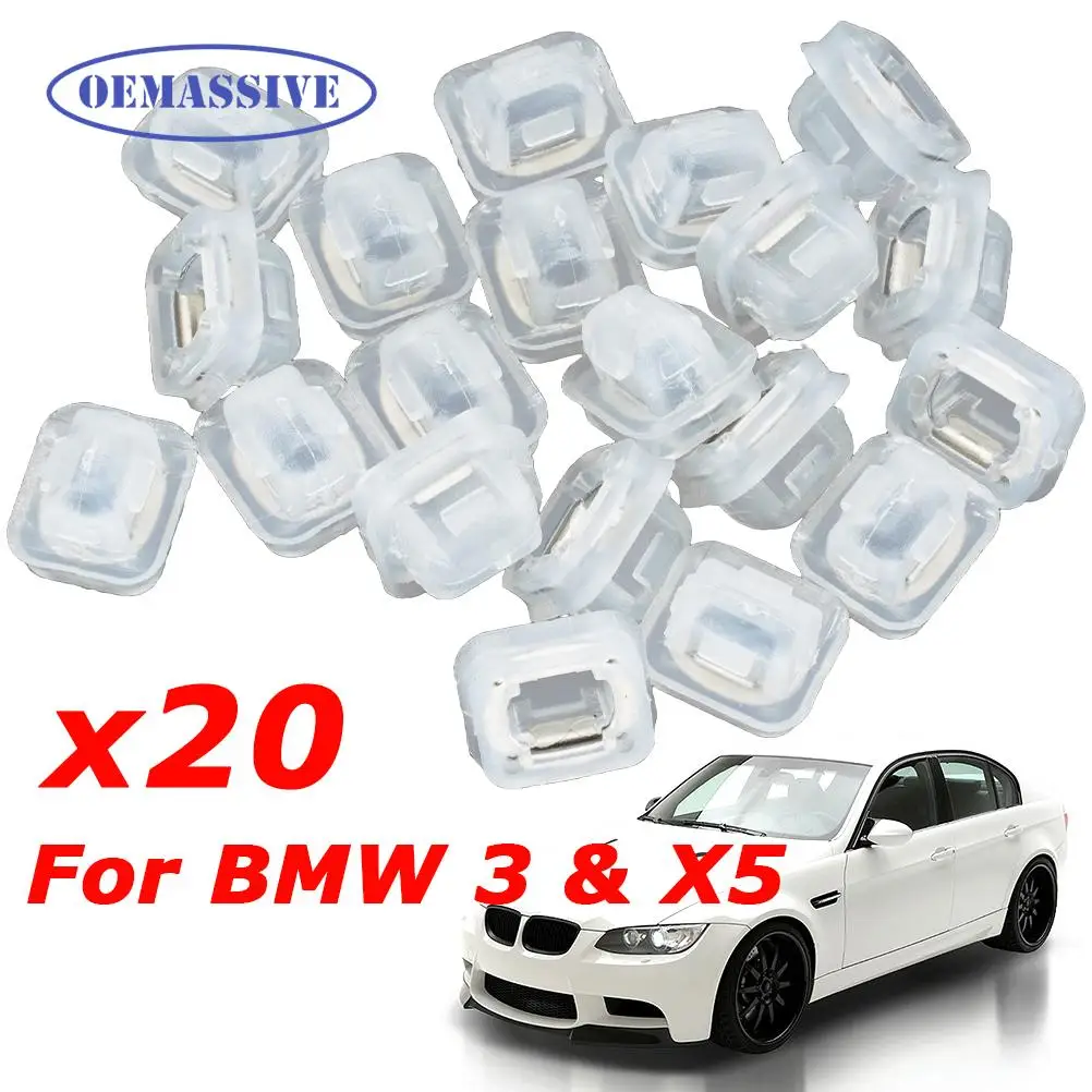 OEMASSIVE 20x For BMW E46 E90 E92 E93 E53 Door Insert Trim Grommet Clip Inlay Wood Strip Retainer Fastener Interior Panel Fixing