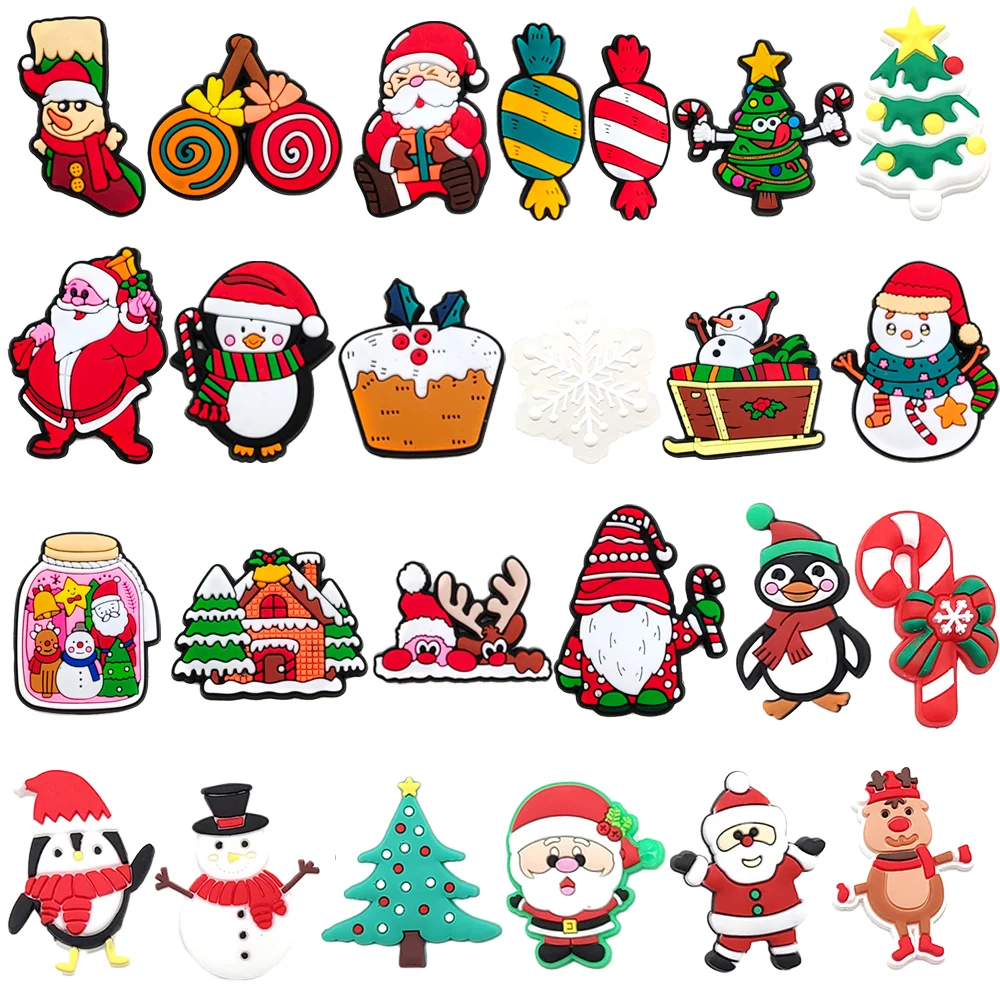 1Pcs Christmas Tree Candy Shoe Charms Decorations PVC Deer Shoe Accessories Buckle for Kids Party X-mas Gifts