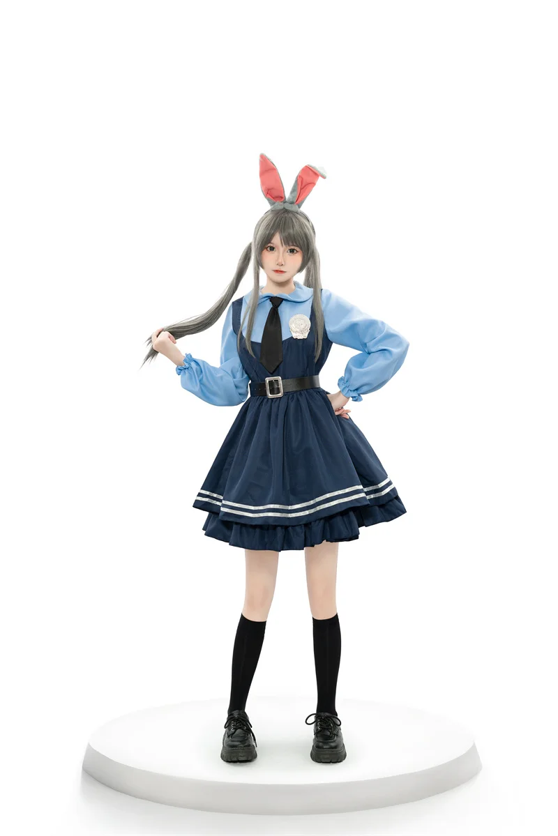 Halloween Costume for Women Fantasia Anime Zootopia Cosplay Judy Hopps Lolita Uniform Cartoon Rabbit Role Play Fancy Party Dress