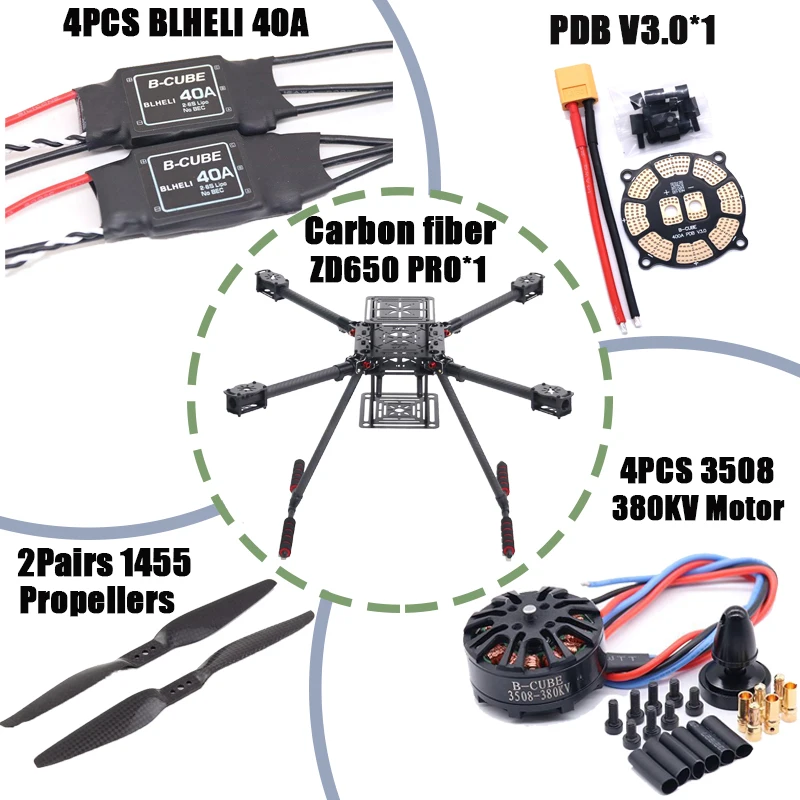 Happy ZD650 PRO 650mm Ardupilot Pixhawk cadre quadrirotor en fibre de carbone FPV Quad avec moteur de dérapage d'atterrissage en Fiber de carbone ESC 40A