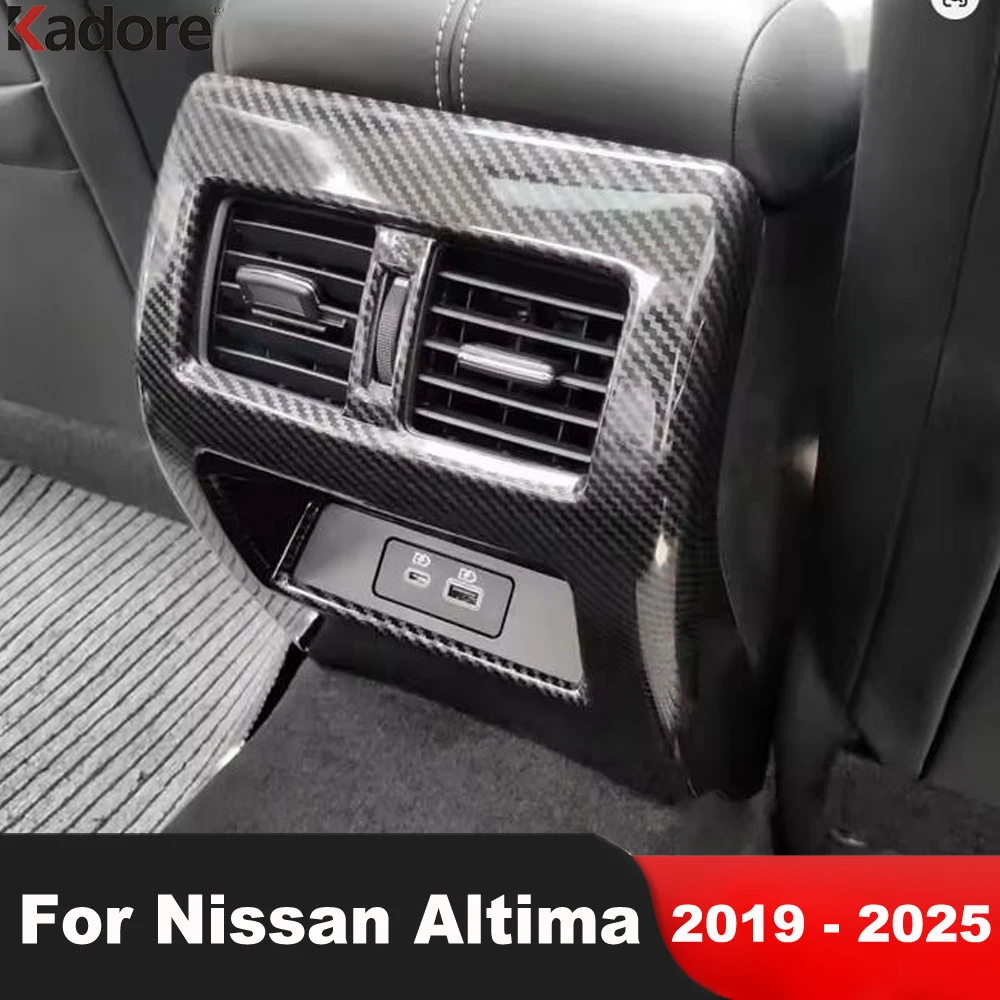 

Car Armrest Box Rear Air Condition Vent Outlet Cover Trim For Nissan Altima 2019-2024 2025 Carbon Fiber Interior Accessories