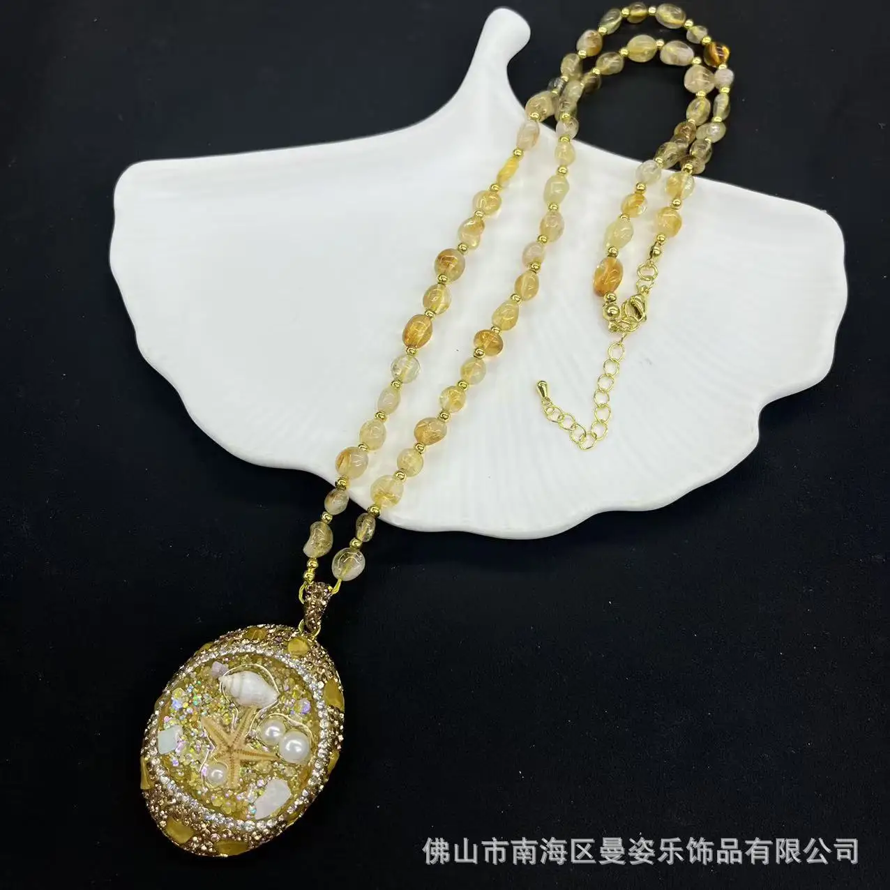 DIY accessories New natural stone sweater chain French niche personalized necklace ocean style shell pendant natural stone chain